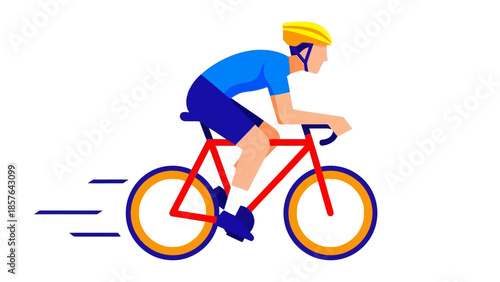 Dynamic illustration of a cyclist in motion, rapidly pedaling a racing bicycle, conveying speed and energy