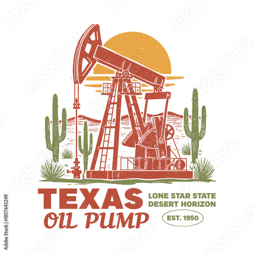 Vintage Texas oil industry poster art vector illustration