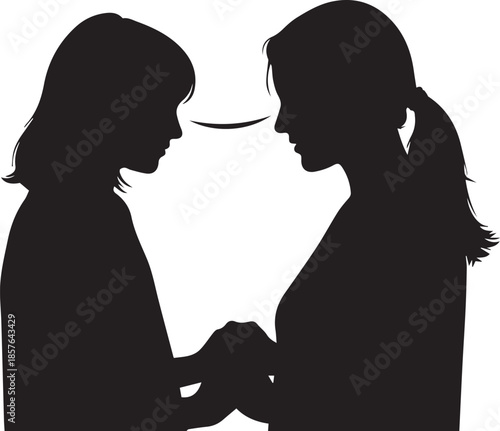 Silhouette of two people in conversation