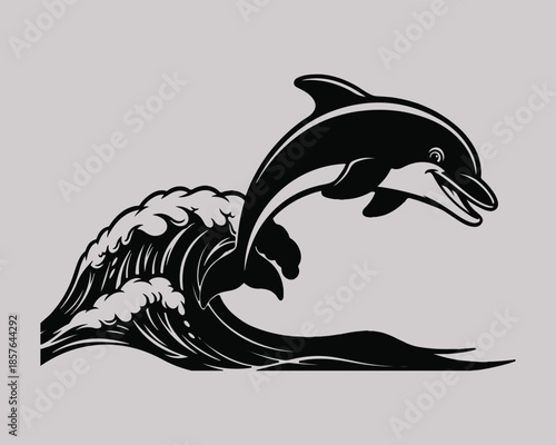 Jumping dolphin wave logo vector