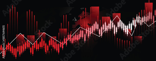 Inflation background worldwide. Graph showing increase in inflation Worldwide background concept, The word core values and stocks, and shares against, Data analyzing in a foreign market