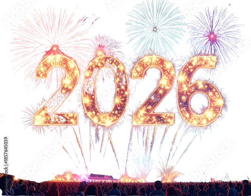 Happy new year 2026 transparent background 