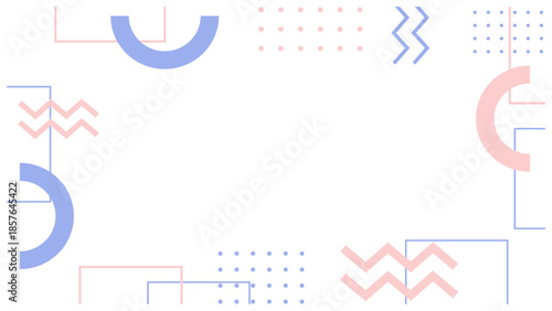 くすみパステルのメンフィス風シンプルフレーム背景 ピンク 青