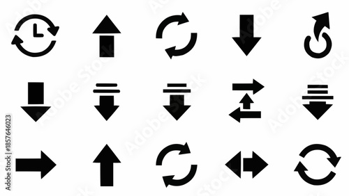 Collection of black arrow icons on a white background.