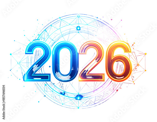 Happy new year 2026 transparent background 