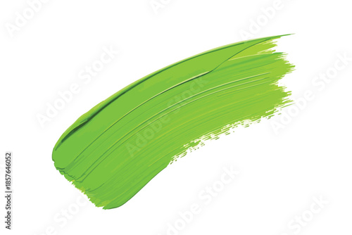 Bright neon green paint brush stroke swatch isolated