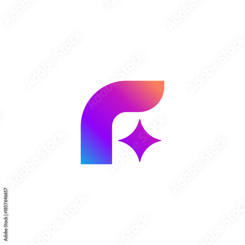 Letter F minimalist with sparkle logo. simple icon