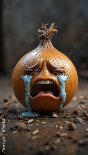 Crying Onion with Human Face – Funny Food Concept