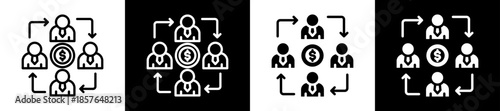 Mutual Fund Icon Set In Black And White Filled Style Collection