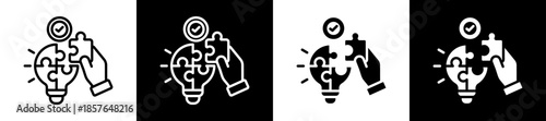 Problem Solving Icon Set In Black And White Filled Style Collection