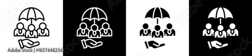 Social Protection Icon Set In Black And White Filled Style Collection
