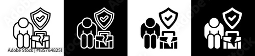 Unemployment Insurance Icon Set In Black And White Filled Style Collection
