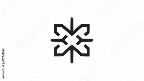 Geometric abstract symbol with clean lines on white background.