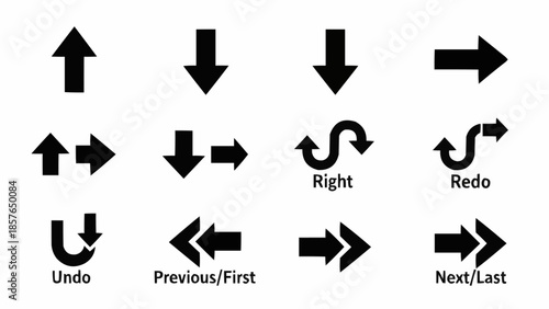 Collection of various arrow icons and symbols on white background.