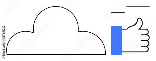 Cloud computing concept. Cloud symbol with a thumbs-up icon user approval and service reliability. Cloud computing simplifies data storage, access, and sharing. For IT, technology, innovation