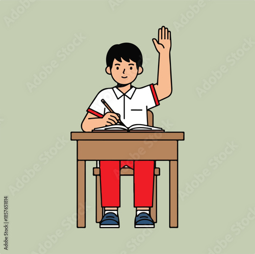 Photos Eager Student Participating Classroom Illustration