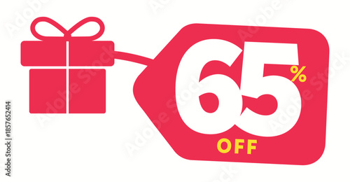 65% december, Merry Christmas, party, tag, promo, box, label, commerce, price, value, off, discount, Market, holiday, birthday, gift, special, box, icon, shape, vector