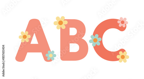 Cute ABC letters with flowers illustration.