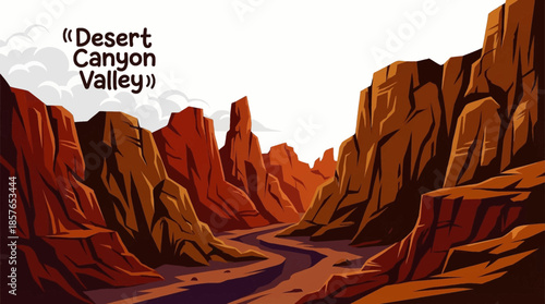 narrow desert canyon valley with steep rock walls forms a striking landscape shaped by erosion, dryness, and layered sedimentary rock structures