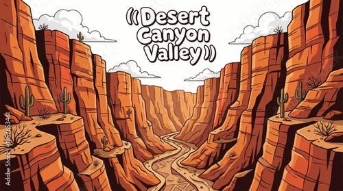 narrow desert canyon valley with steep rock walls forms a striking landscape shaped by erosion, dryness, and layered sedimentary rock structures