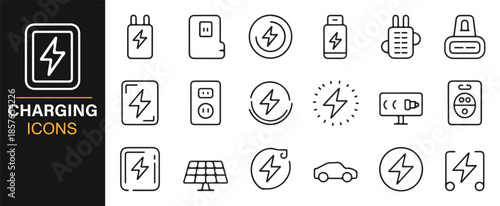 Energy charging and power supply icons