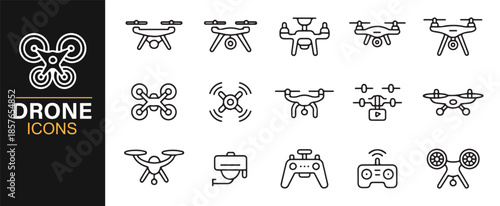Drone camera and UAV outline icons
