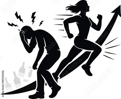 Addiction to Recovery Transformation Silhouette