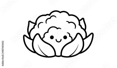 Cute cartoon cauliflower vector illustration isolated on white background for kids