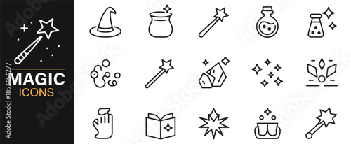 Wizard magic and spell line icons