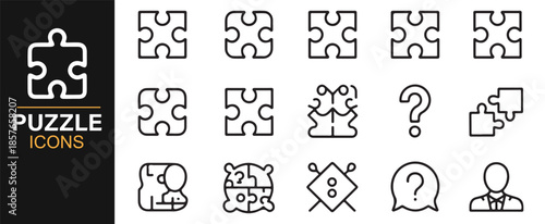 Problem solving and strategy line icons