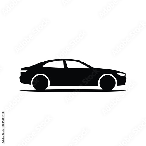 A sleek black silhouette of a modern passenger car design