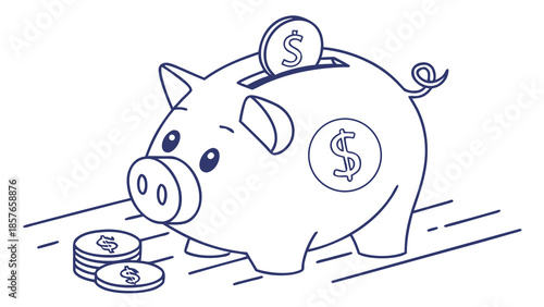 “Finance savings piggy bank icon, flat minimal vector, consistent stroke, UI/UX style, editable SVG”
