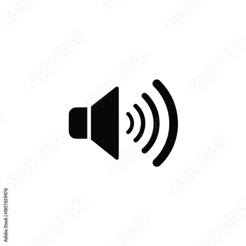 Simple black speaker icon with sound waves radiating outwards