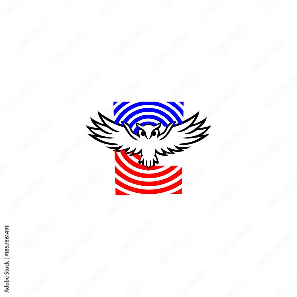 Fototapeta premium Graceful flying owl with lett...