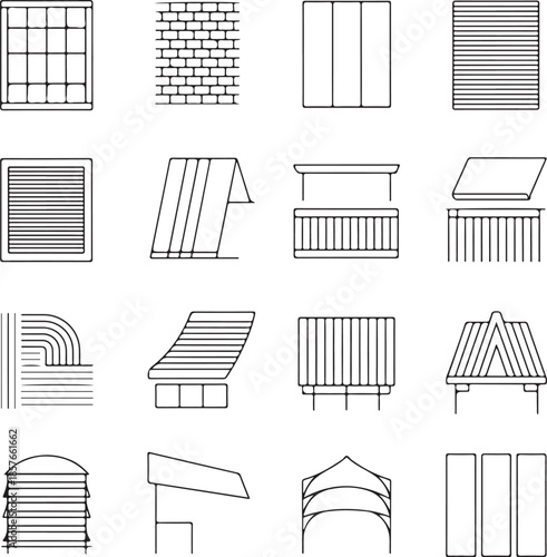 set of black and white windows vector