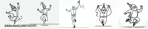 vector of a grandfather jumping happily in the new year