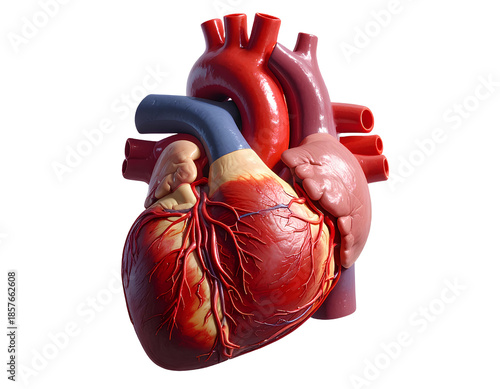 3D heart organ isolated on transparent background.