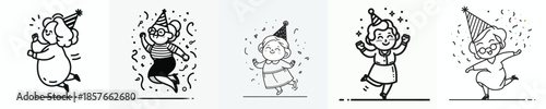 vector of a grandmother jumping happily in the new year