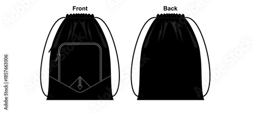 Drawstring Bag Mockup Template Vector