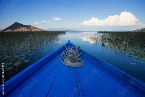 Nose of a boat on Lake Shkodra, Montenegro