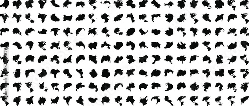 Abstract Ink Blot Silhouette Collection with Organic Random Shapes for Rorschach Test and Creative Design Vector Set