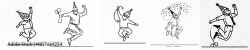 vector of a grandfather jumping happily in the new year