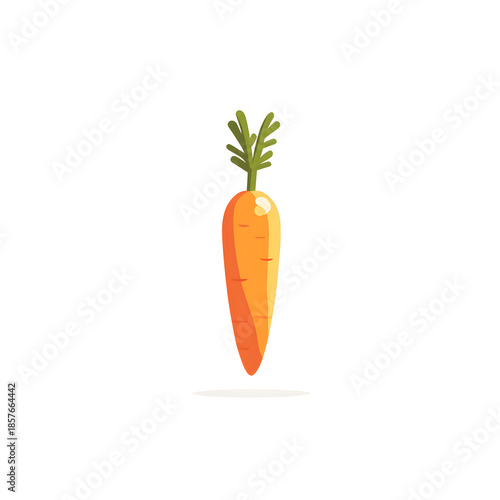 Stylized illustration of a fresh orange carrot with green leaves