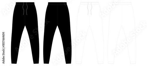 Jogging Trouser Black and White Mockup Template Vector