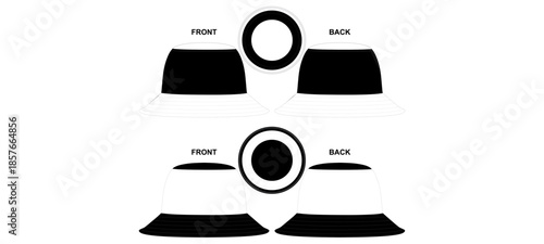 Reversible Bucket Hat Mockup Template Vector
