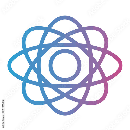 An abstract representation of an atom or a molecular structure with a vibrant gradient color