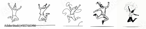 vector of a man jumping happily in the new year