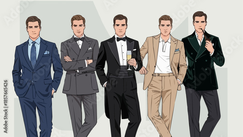 Diverse Mens Formal Wear Styles - A Fashionable Ensemble.