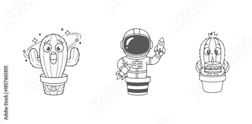 Comprehensive Desert Plant Mascot Bundle: Funny and Cute Cactus Faces with Various Moods.