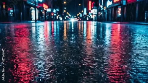 Wallpaper Mural Cinematic Rainy Night City Street with Neon Reflections Torontodigital.ca